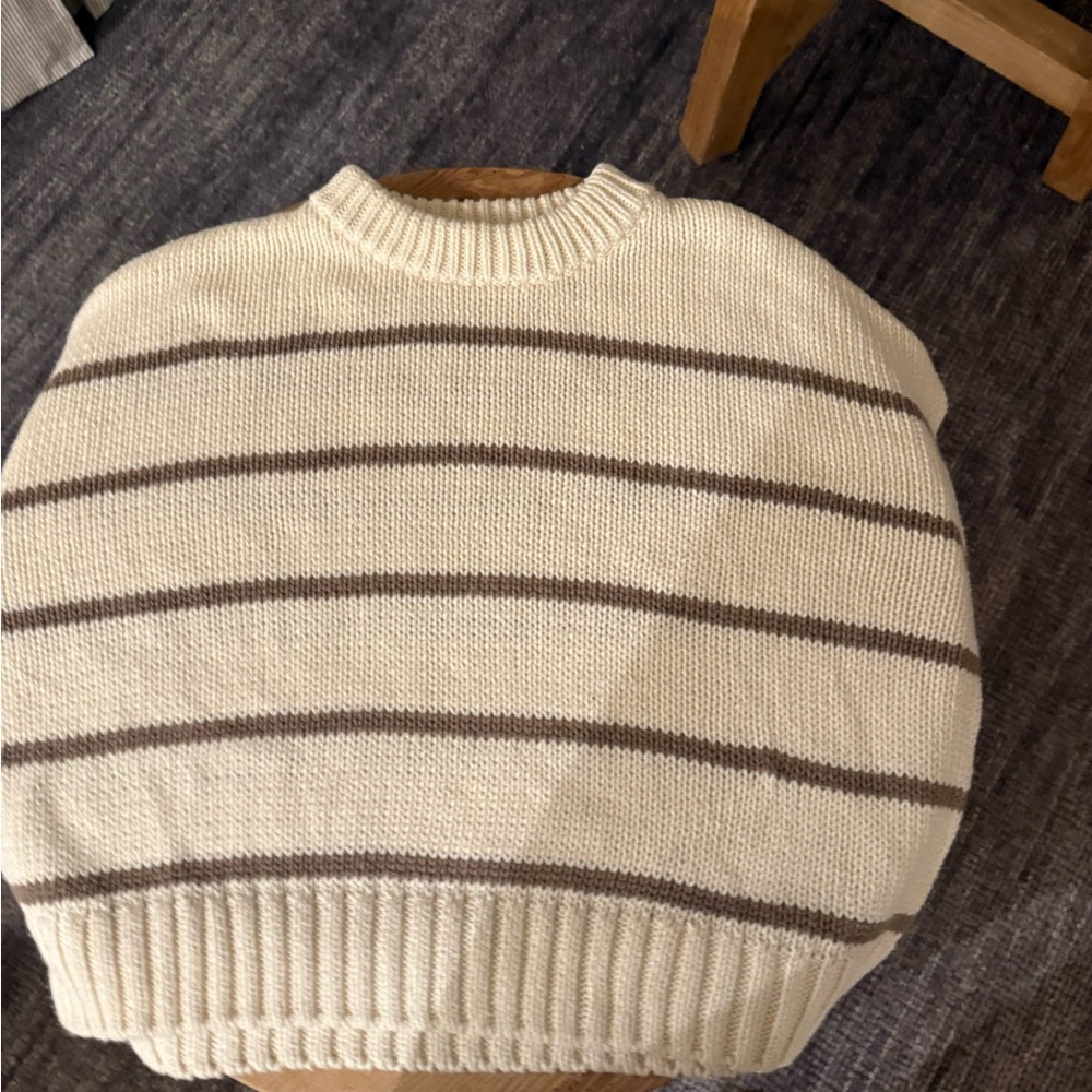 Striped Cream and Brown Sweater